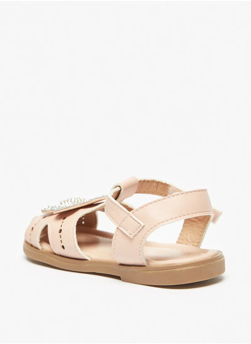 Flora Bella Embellished Sandals with Hook and Loop Closure