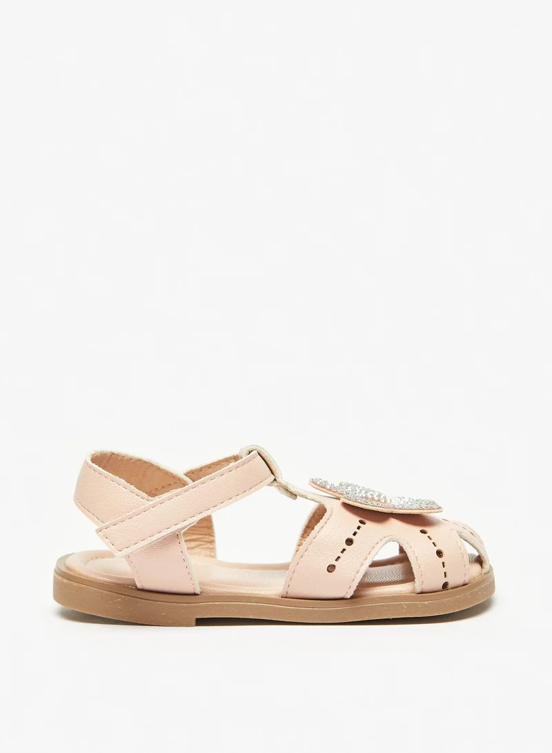 فلورا بيلا Embellished Sandals with Hook and Loop Closure