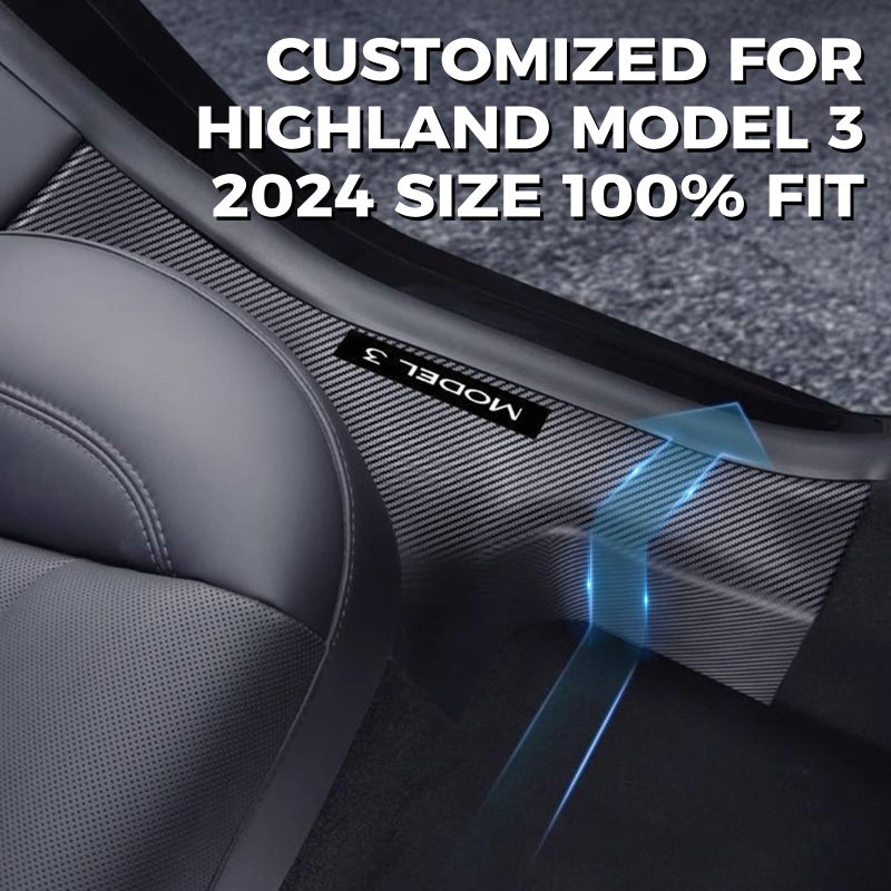 doietc 8Pcs Door Sill Protector for Tesla Model 3 Highland 2023 2024 2025 2026,â€‹ Carbon Fiber Anti-Scratch, Highland Kick Protection Pad Interior Accessories, Friction Resistant, Easy Install - Image 4