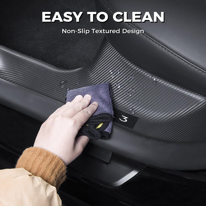 doietc 8Pcs Door Sill Protector for Tesla Model 3 Highland 2023 2024 2025 2026,â€‹ Carbon Fiber Anti-Scratch, Highland Kick Protection Pad Interior Accessories, Friction Resistant, Easy Install - Image 3