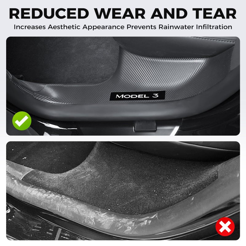 doietc 8Pcs Door Sill Protector for Tesla Model 3 Highland 2023 2024 2025 2026,â€‹ Carbon Fiber Anti-Scratch, Highland Kick Protection Pad Interior Accessories, Friction Resistant, Easy Install - Image 5
