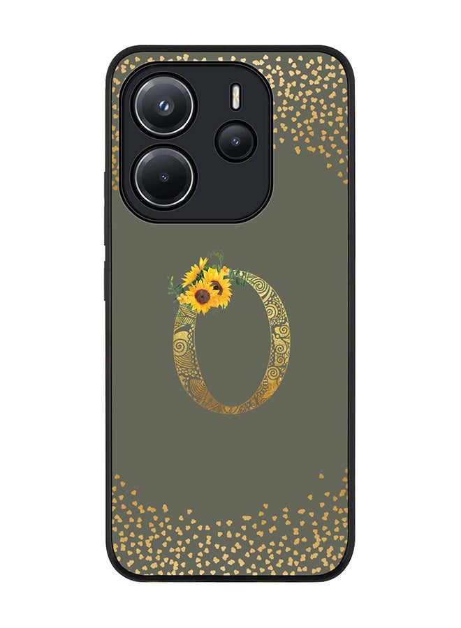 Stylizedd For Xiaomi Redmi Note 14 4G 4G Case,Slim fit Camera Protection, Shockproof Thin Phone cover  - Custom Floral Monogram - O  (Olive Green ) - Image 1