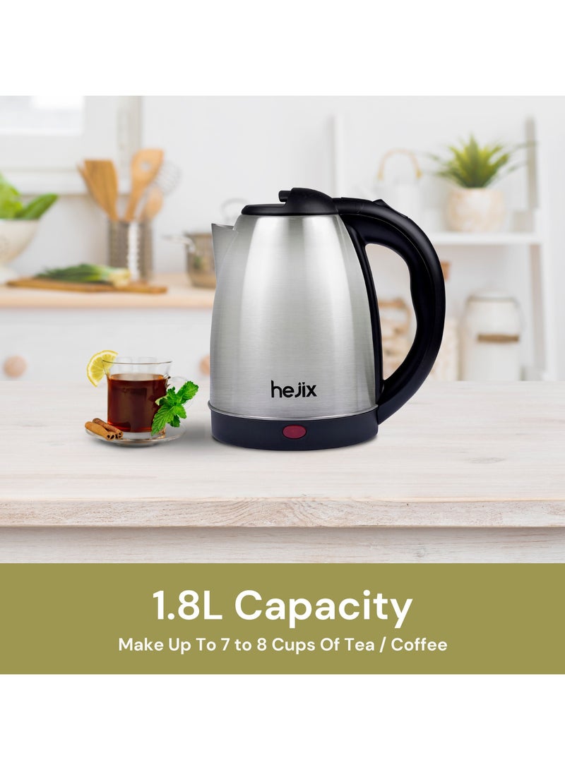 حىجيقس Electric Kettle 1.8 L, 1500 W Fast Boiling Stainless Steel Kettle with Auto Shut-Off, Boil-Dry Protection, 360° Rotating Base, Cordless Convenience, Perfect for Tea, Coffee & Hot Beverages - Image 2