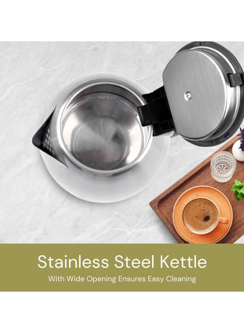  حىجيقس Electric Kettle 1.8 L, 1500 W Fast Boiling Stainless Steel Kettle with Auto Shut-Off, Boil-Dry Protection, 360° Rotating Base, Cordless Convenience, Perfect for Tea, Coffee & Hot Beverages - Image 3