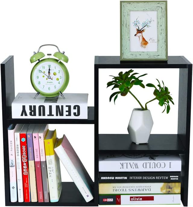 UniArt Small Desktop Bookshelf Organizers Storage Display Rack Office Home Dcor Wenge 748 D x 1654 W x 2126 H
