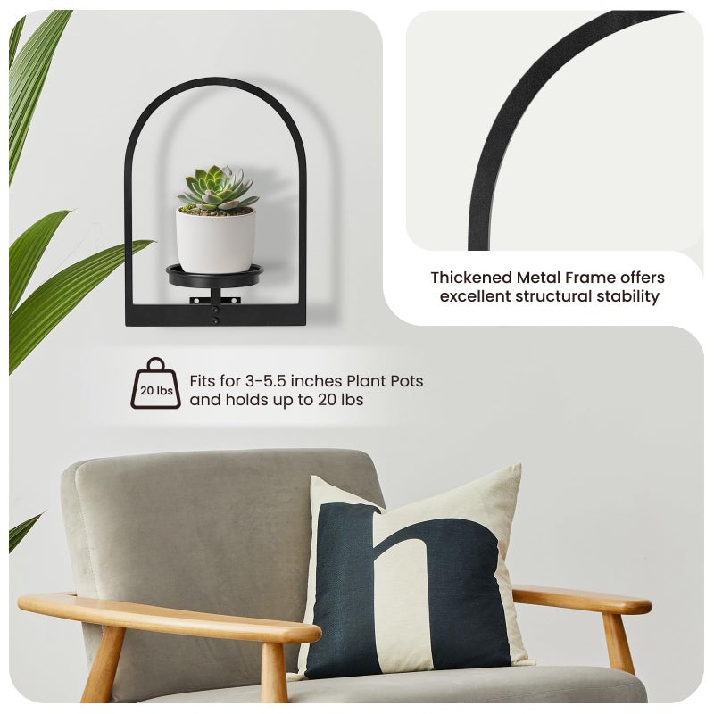 storenization Wall Planters for Indoor Plants Set of 2, Hanging Planter for Indoor Plant Stand Plants Wall Decor - Premium Metal Hanging Plant Holder (Semi-Round) - Image 4