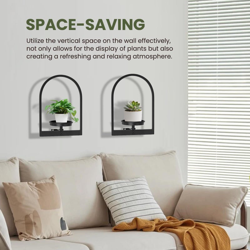 storenization Wall Planters for Indoor Plants Set of 2, Hanging Planter for Indoor Plant Stand Plants Wall Decor - Premium Metal Hanging Plant Holder (Semi-Round) - Image 5