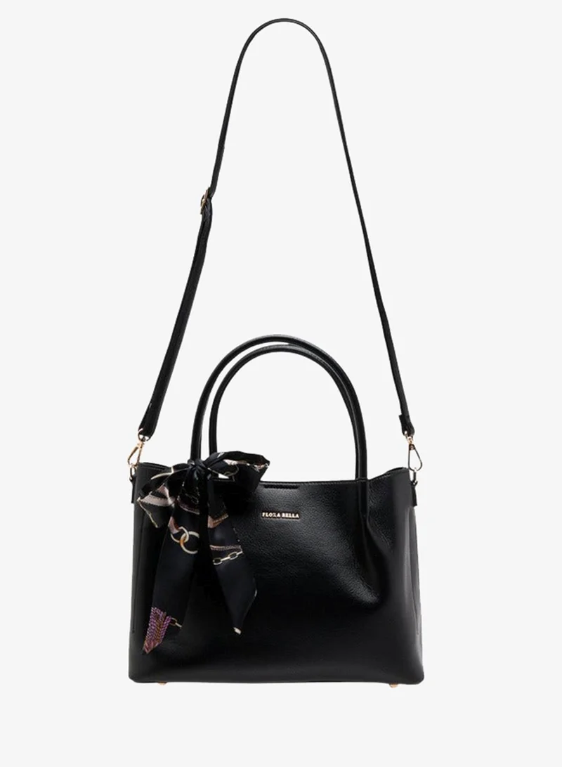 Flora Bella By Shoexpress BLACK Women Solid Tote Bag with Scarf Accent and Detachable Strap for Women | Best Price UAE