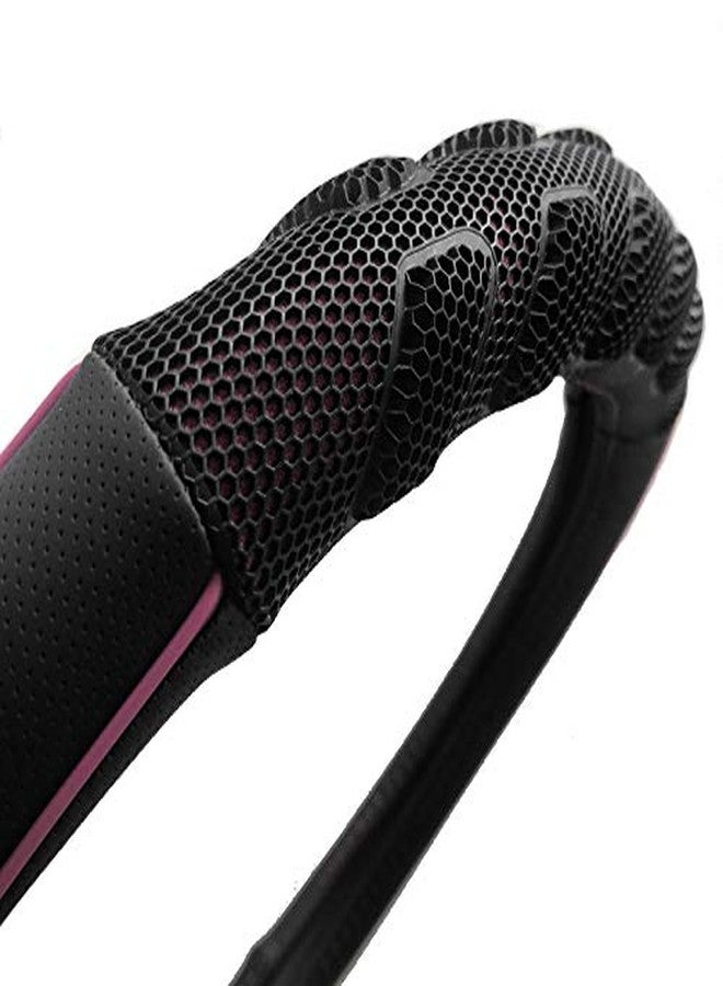Flying Banner car Steering Wheel Cover Faux Leather Massage Universal fit 3D Honeycomb Hole Anti-Slip Sporty 15 Inches (Pink Black) - Image 4
