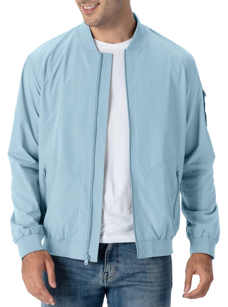 Rdruko Mens Lightweight Bomber Jacket Windproof Casual Fashion Windbreaker JacketSky Blue US M - Image 2