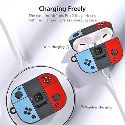 Emoh Roced Compatible for AirPods Pro 2 Case with Keychain, Drop Protection, Protective Case, Supports Wireless Charging Cover for AirPods Pro 1st/2nd Generation (2022/2019)- (Nintendo) - Image 3