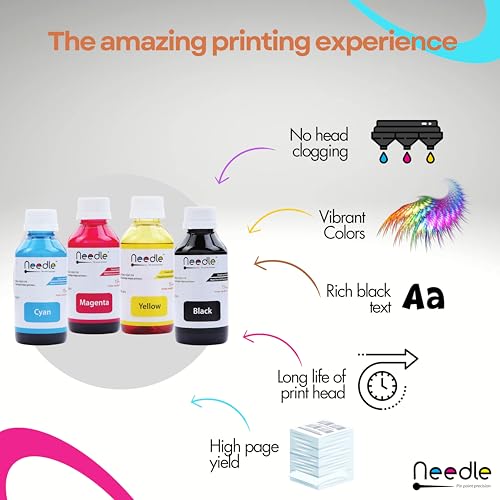 needle ; Pin point precision Needle 4x100gms Cartridge Inkjet Ink Refill | Made in India | Compatible with Inkjet Printers | Easy Ink Refilling Solution (CMYK) - Image 3