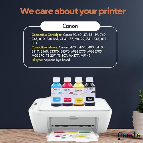 needle ; Pin point precision Needle 4x100gms Cartridge Inkjet Ink Refill | Made in India | Compatible with Inkjet Printers | Easy Ink Refilling Solution (CMYK) - Image 5