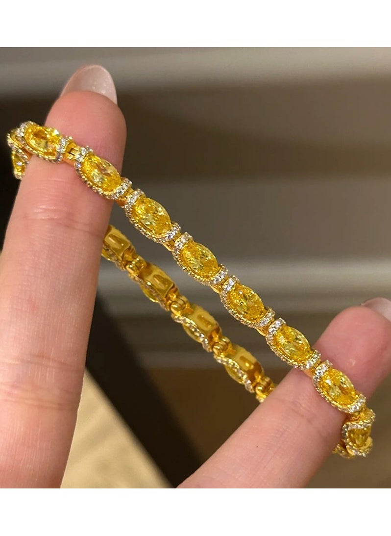Generic French vintage style, small ice candy yellow diamonds, lace shape bracelet, youthful fashion models, princess lace flower bracelet  - Image 2