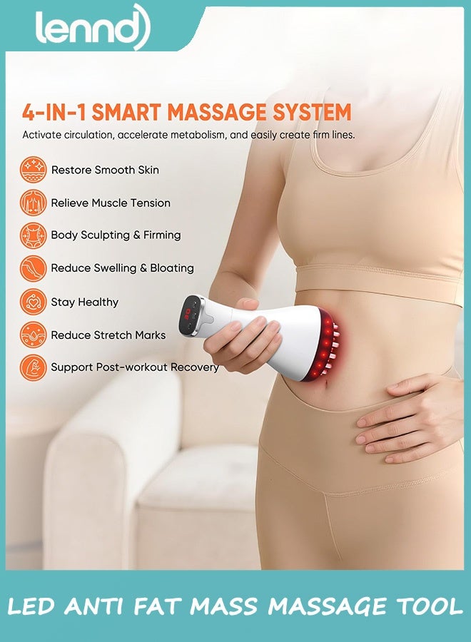 LENND Drainage Massager & Anti Cellulite Massage Tool, Helps Reduce Stretch Marks & Cellulite, for Legs, Arms & Belly, Body Sculpting Machine with Microcurrent, Light, Heat & Vibration - Image 3