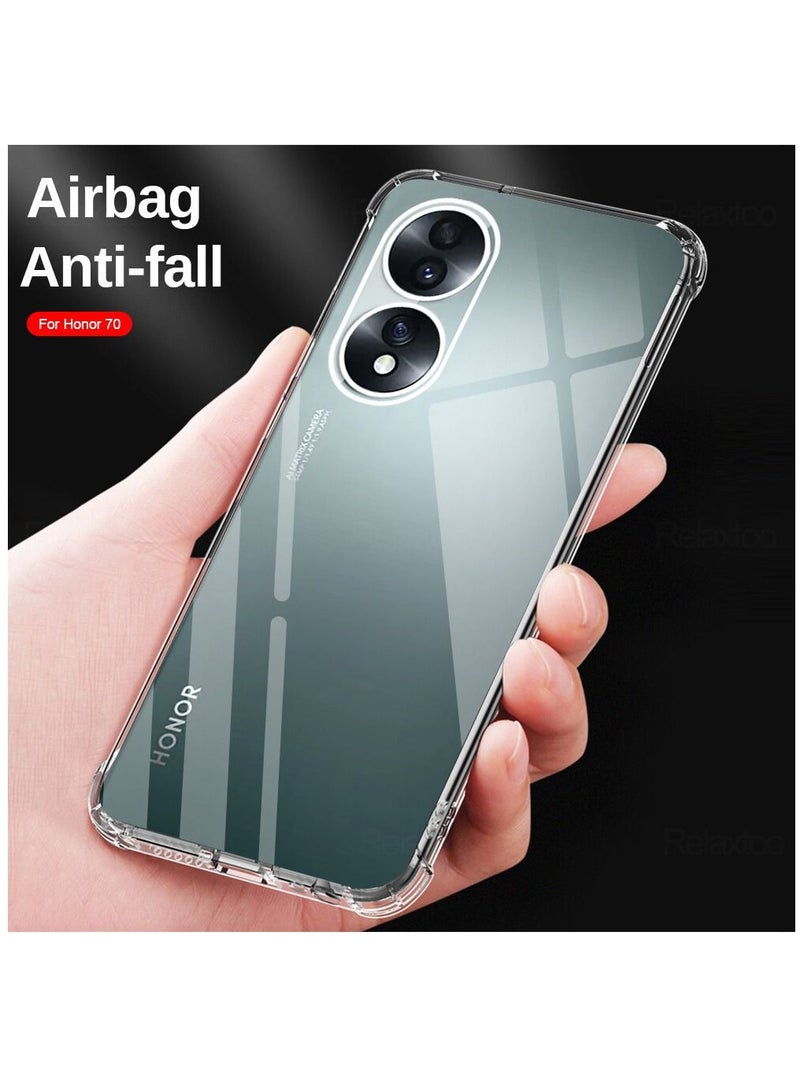 BORTONY Honor 70 Clear Case Cover Shockproof flexible Silicone Bumper Cover Transparent Anti scratch TPU Full Camera Protection designed for Honor 70 - Image 2