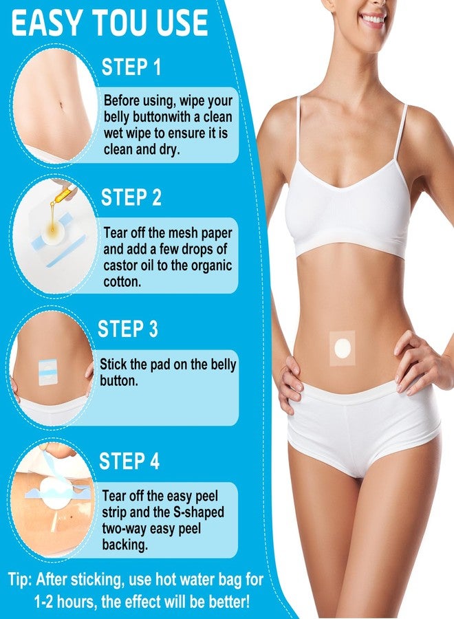 HSEM 30Pcs Castor Oil Patches for Belly Button, Castor Oil Pack Wrap, Self-Adhesive Disposable Leak-Proof Organic Cotton Pads, Oil Absorbent PU Film Patch for Skin Care, No Castor Oils Included - Image 4