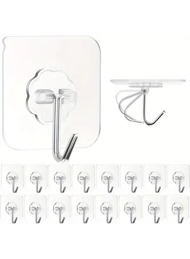 16 قطعة من خطافات التخزين الشفافة القوية الخالية من الثقوب والخياطة، رف نانو حائطي قوي وملصقات تخزين - Image 1