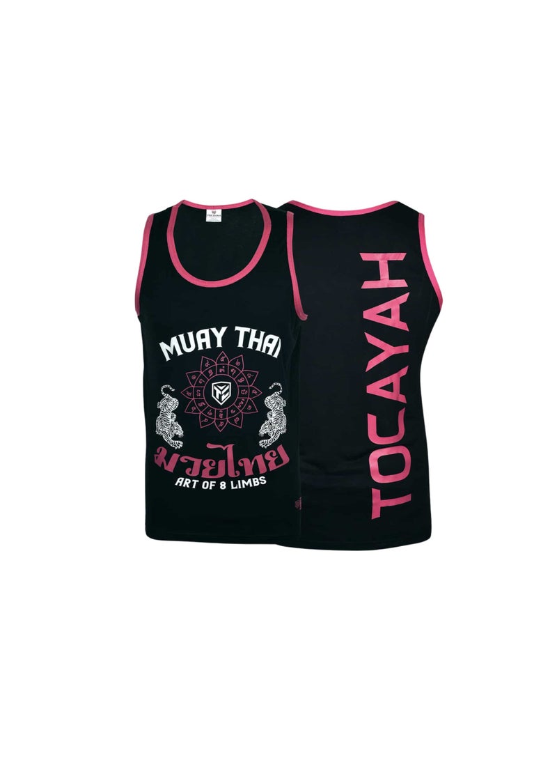 TOCAYAH 8 Limbs Muay Thai Tank Top for Men & Women – Premium Cotton Sleeveless Gym Shirt, Breathable Lightweight Training Vest with Tiger Graphic for MMA, Boxing & Fitness - Image 1