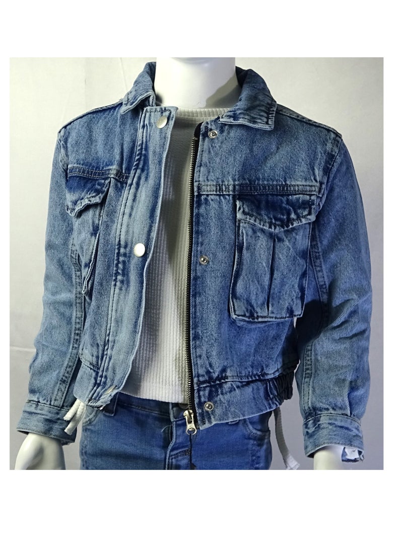 شلــــتر صناعة تركية فاخرة؛ جاكيت جينز بنات لفصل الخريف و الشتاء من مجموعة شلـــتر 23242 - Image 1