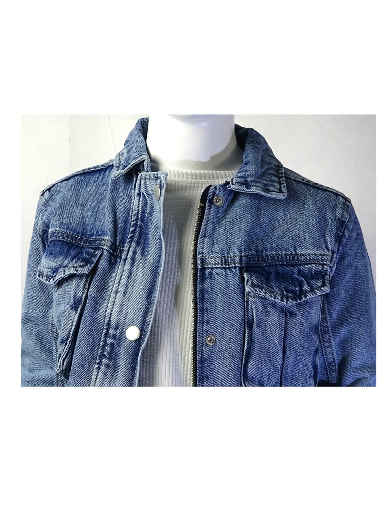 شلــــتر صناعة تركية فاخرة؛ جاكيت جينز بنات لفصل الخريف و الشتاء من مجموعة شلـــتر 23242 - Image 2