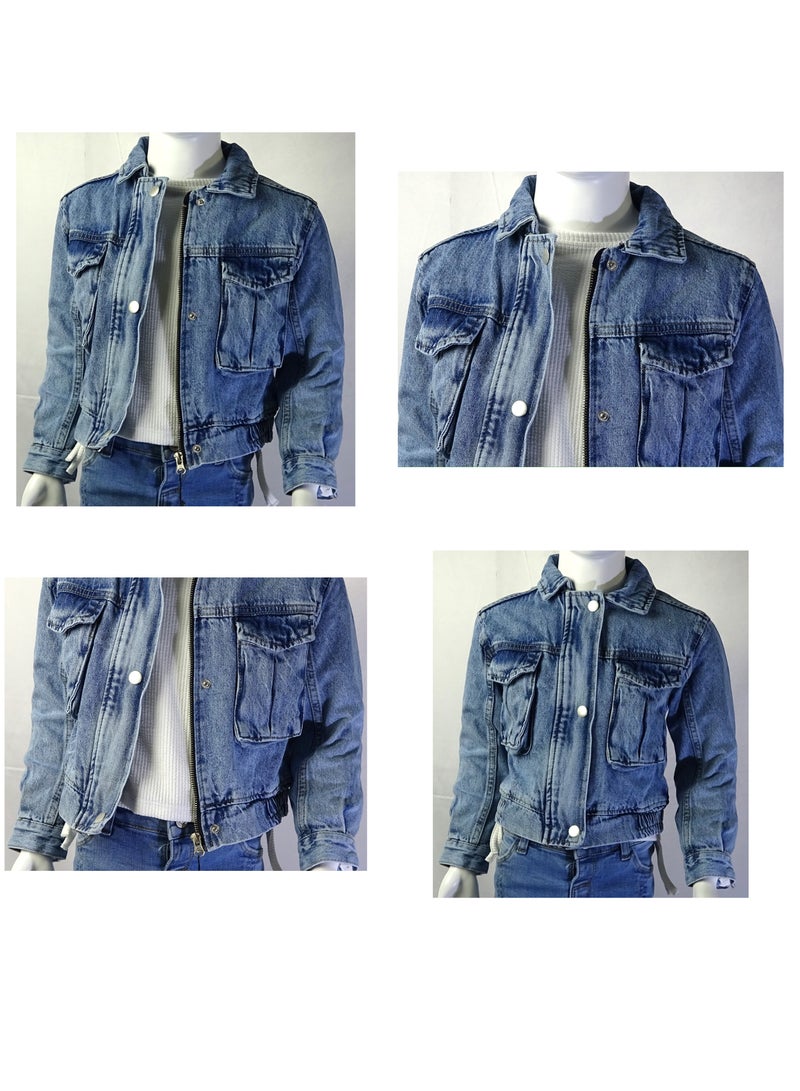 شلــــتر صناعة تركية فاخرة؛ جاكيت جينز بنات لفصل الخريف و الشتاء من مجموعة شلـــتر 23242 - Image 4