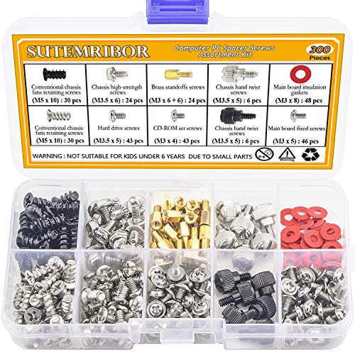 Sutemribor 300PCS Personal Computer Screw Standoffs Set Kit for Hard Drive Computer Case Motherboard Fan Power Graphics - Image 1