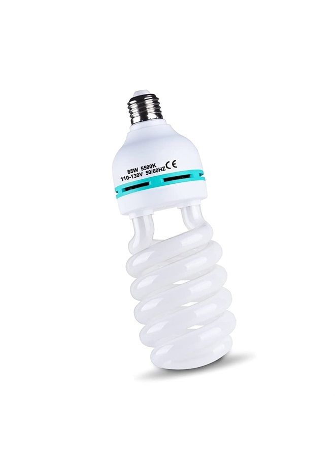 85W Light Bulb 5500K CFL Daylight Spiral Softbox Lighting Kit Bulb in E27/E26 Socket for Photography Photo Box 