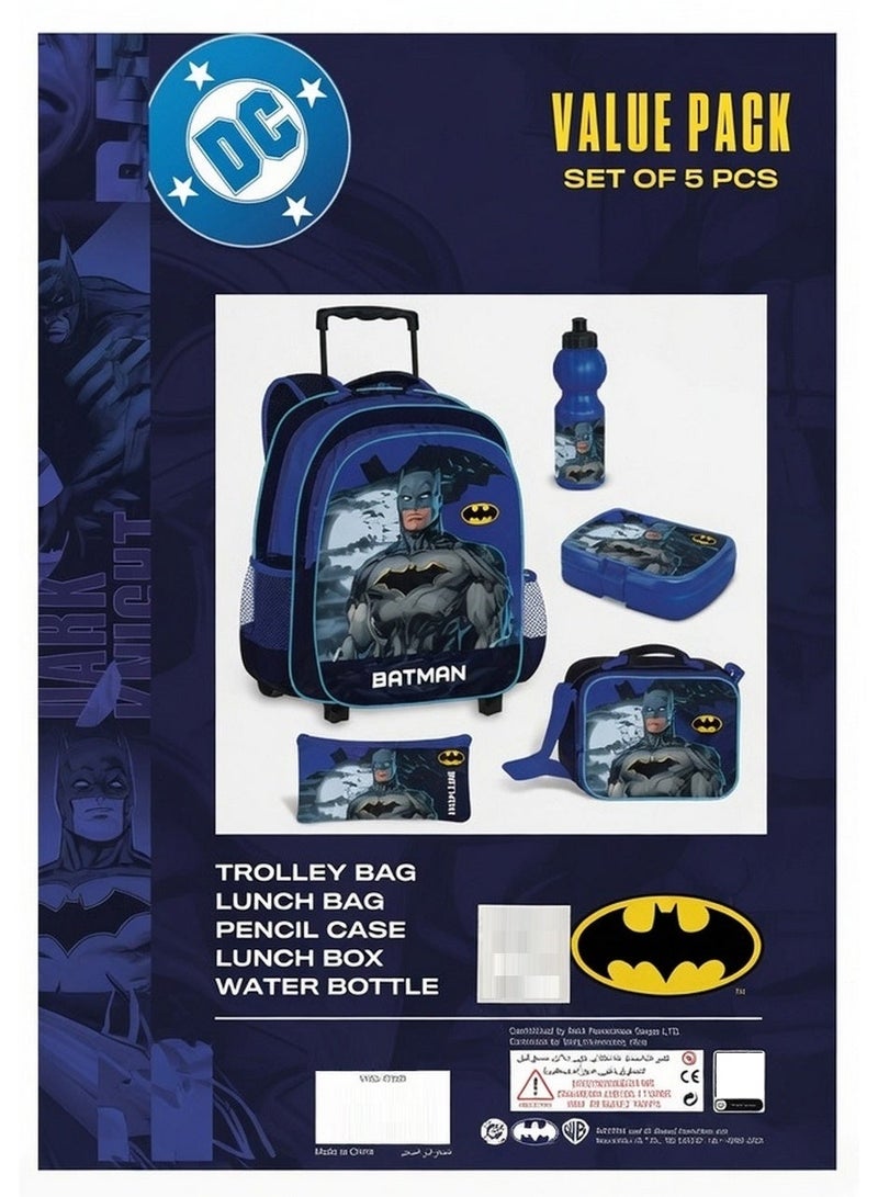Warner Bros. Batman Superhero Printed 5 In 1 Trolley School Set 16Inch Assorted Designs - Image 2