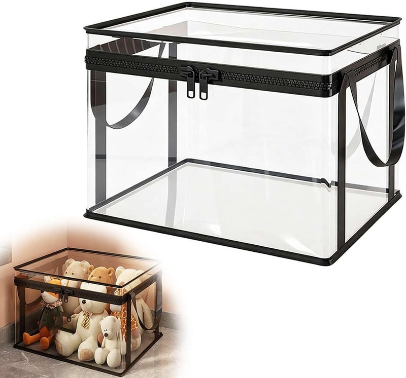 Large Clear Storage Bags with Zipper, 12.6" x 9.4" x 9.8" - Black M - Image 2