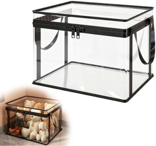 Large Clear Storage Bags with Zipper, 12.6" x 9.4" x 9.8" - Black M - Image 3