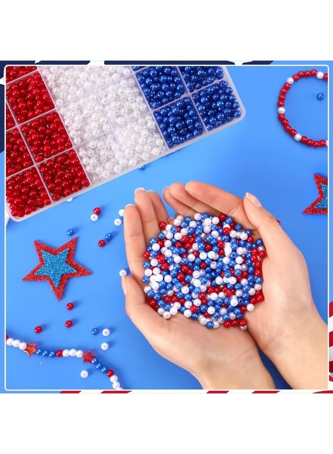 SUNSAR 1200PCS Red White Blue Pony Beads Bulk for Bracelets Making 6mm Beads for Jewelry Making Hair Beads for Braids Crafts Making - Image 3