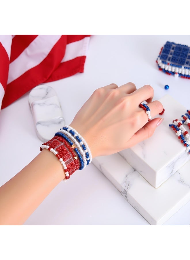 SUNSAR 1200PCS Red White Blue Pony Beads Bulk for Bracelets Making 6mm Beads for Jewelry Making Hair Beads for Braids Crafts Making - Image 5