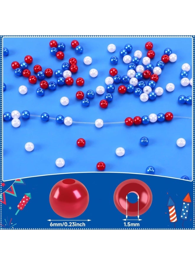 SUNSAR 1200PCS Red White Blue Pony Beads Bulk for Bracelets Making 6mm Beads for Jewelry Making Hair Beads for Braids Crafts Making - Image 2