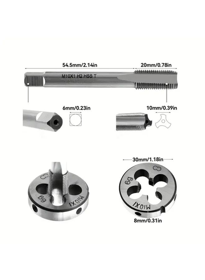 HSS M10 X 1 Fine Pitch External Thread Mill Straight Flute Silk Cone Round Plate Teeth - Image 2