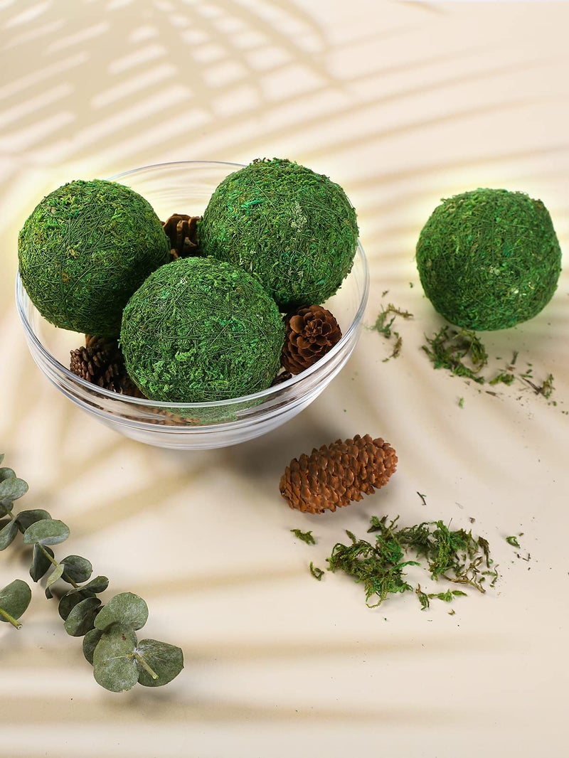 Biubee 6Pack Decorative Faux Dried Moss Balls- 3" Artificial Green Plant Mossy Globes Handmade Sphere Moss Gift for Home Dough Bowl Vase Chinoiserie Decors Party Wedding Display - Image 5