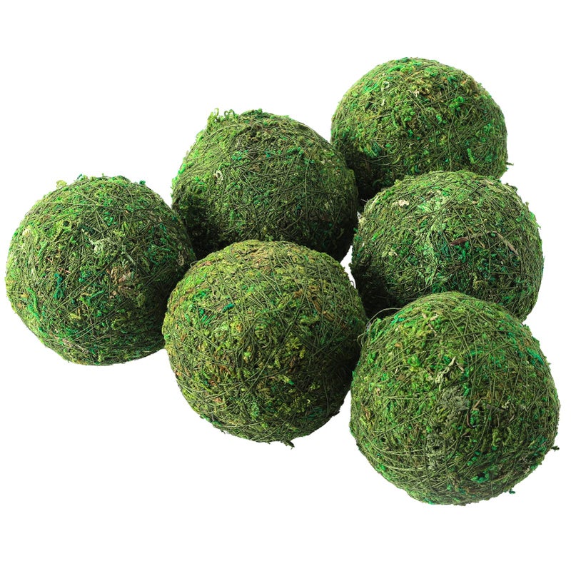 Biubee 6Pack Decorative Faux Dried Moss Balls- 3" Artificial Green Plant Mossy Globes Handmade Sphere Moss Gift for Home Dough Bowl Vase Chinoiserie Decors Party Wedding Display - Image 1