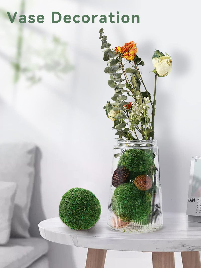 Biubee 6Pack Decorative Faux Dried Moss Balls- 3" Artificial Green Plant Mossy Globes Handmade Sphere Moss Gift for Home Dough Bowl Vase Chinoiserie Decors Party Wedding Display - Image 3