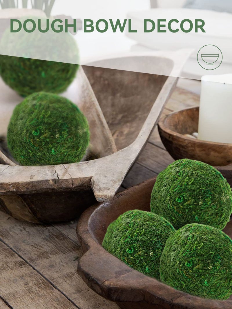 Biubee 6Pack Decorative Faux Dried Moss Balls- 3" Artificial Green Plant Mossy Globes Handmade Sphere Moss Gift for Home Dough Bowl Vase Chinoiserie Decors Party Wedding Display - Image 2