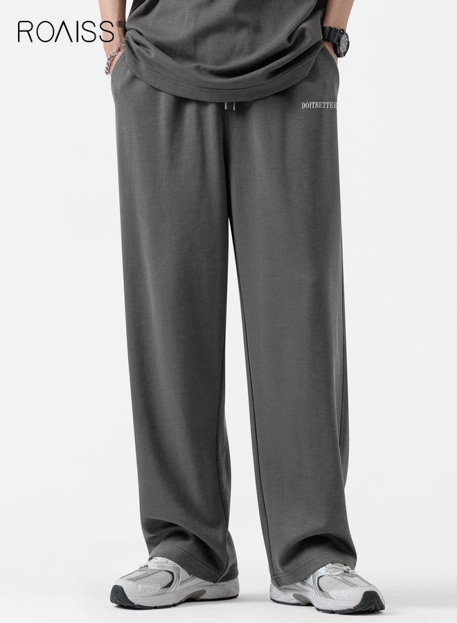 roaiss Men's Cotton Sweatpants Loose Fit Baggy Straight Leg Jogger Pants for Men Lounge Yoga Pants Draped Wide-Leg Pants Men's Outdoor Sports Pants Spring and Fall Casual Pants - Image 3