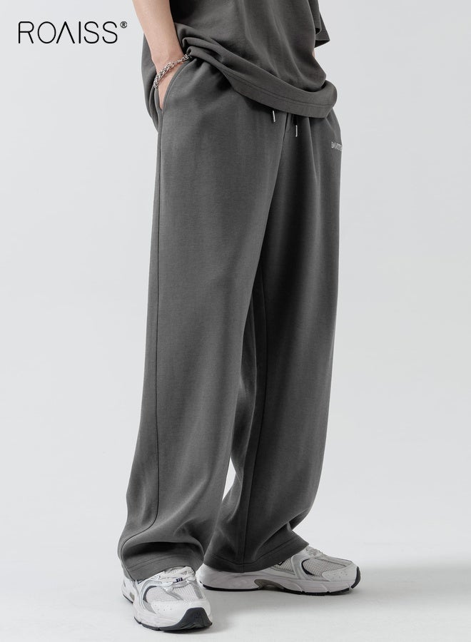 roaiss Men's Cotton Sweatpants Loose Fit Baggy Straight Leg Jogger Pants for Men Lounge Yoga Pants Draped Wide-Leg Pants Men's Outdoor Sports Pants Spring and Fall Casual Pants - Image 5