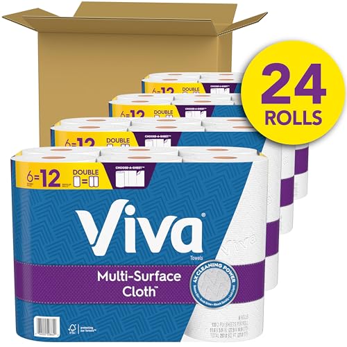 Viva MultiSurface Cloth Paper Towels 24 Double Rolls 110 Sheets Per Roll 4 Packs of 6 - Image 5