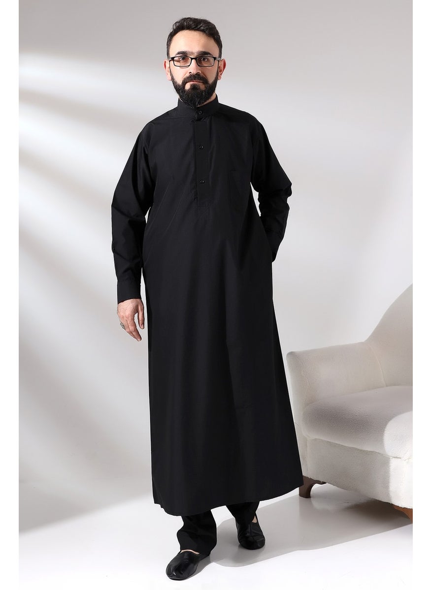 İhvan Black Çınar Dagron Fabric Men's Hajj Umrah Clothing Fistan Set  - Image 4