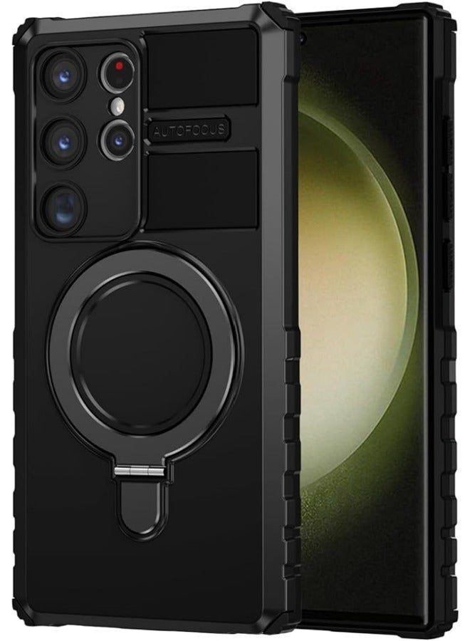 general Compatible with Galaxy S24 Ultra Case, Anti-Fall Luxury TPU Phone Case with Four-Corner Airbags, Built-in Magnetic Metal Ring Mobile Phone holder, Supports Wireless Char-ging Cover - Image 1