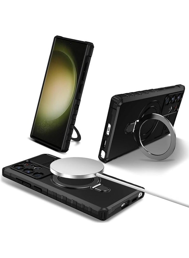 general Compatible with Galaxy S24 Ultra Case, Anti-Fall Luxury TPU Phone Case with Four-Corner Airbags, Built-in Magnetic Metal Ring Mobile Phone holder, Supports Wireless Char-ging Cover - Image 2