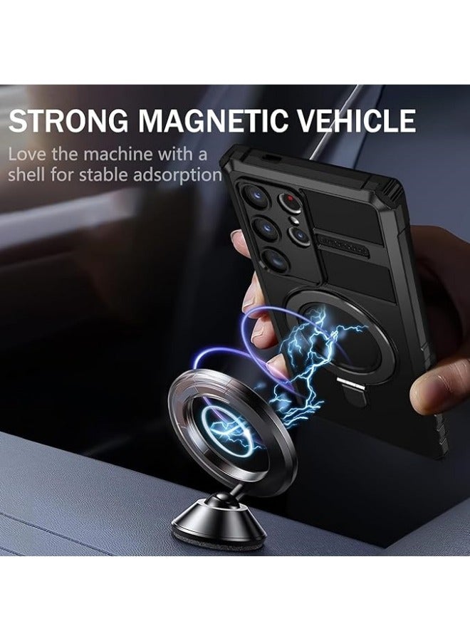 general Compatible with Galaxy S24 Ultra Case, Anti-Fall Luxury TPU Phone Case with Four-Corner Airbags, Built-in Magnetic Metal Ring Mobile Phone holder, Supports Wireless Char-ging Cover - Image 3