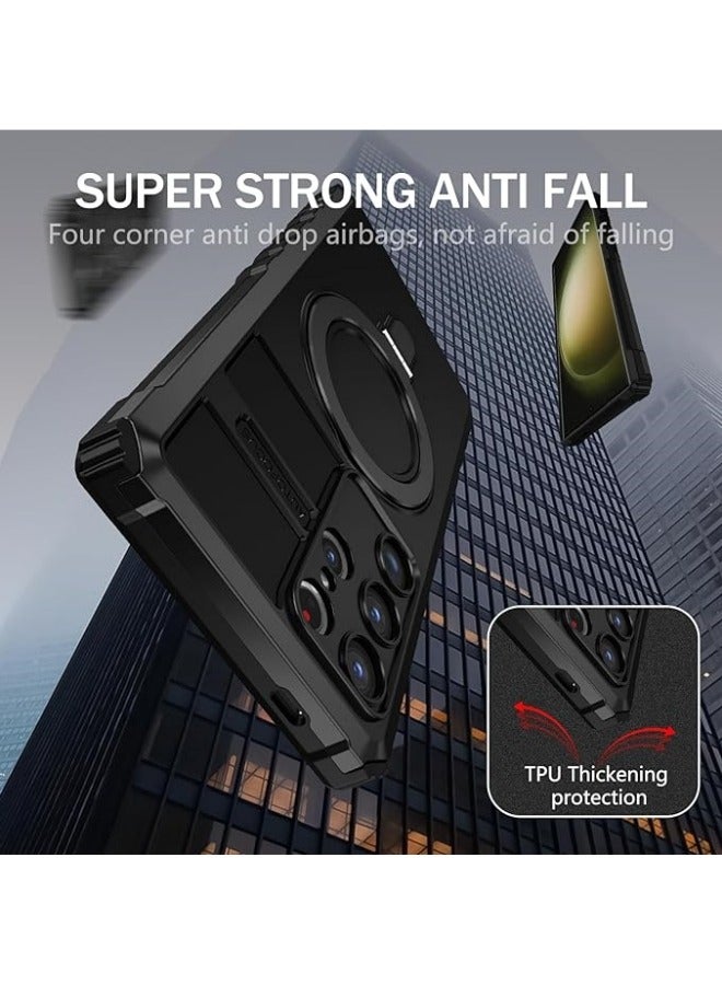 general Compatible with Galaxy S24 Ultra Case, Anti-Fall Luxury TPU Phone Case with Four-Corner Airbags, Built-in Magnetic Metal Ring Mobile Phone holder, Supports Wireless Char-ging Cover - Image 5