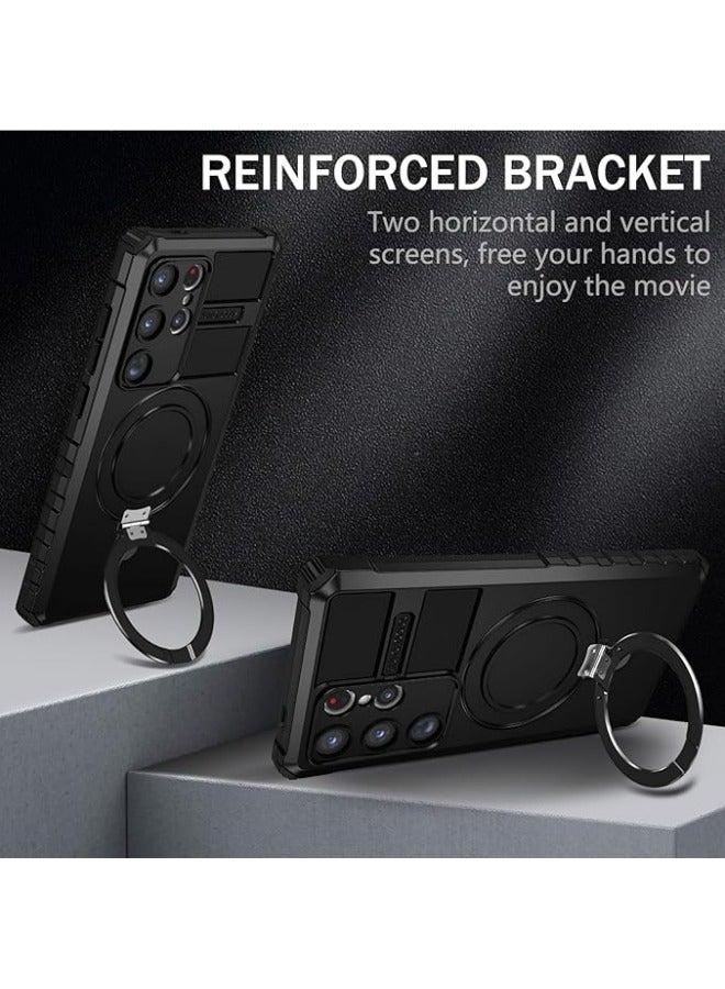 general Compatible with Galaxy S24 Ultra Case, Anti-Fall Luxury TPU Phone Case with Four-Corner Airbags, Built-in Magnetic Metal Ring Mobile Phone holder, Supports Wireless Char-ging Cover - Image 4