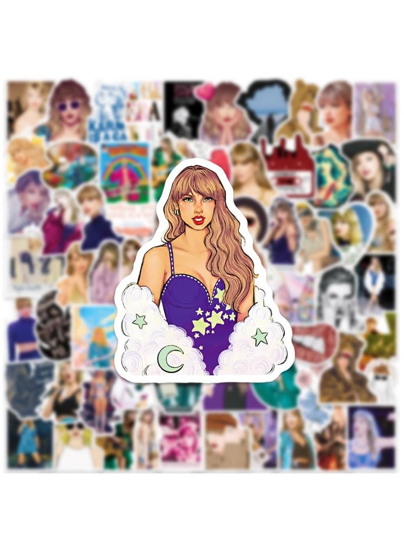 Zikra Taylor Swift Folklore Vinyl Stickers - 200 Pack of Female Pop Singer Stickers for Teens, Perfect for Laptops, Hydro Flasks, Skateboards, and Travel Cases. - Image 2