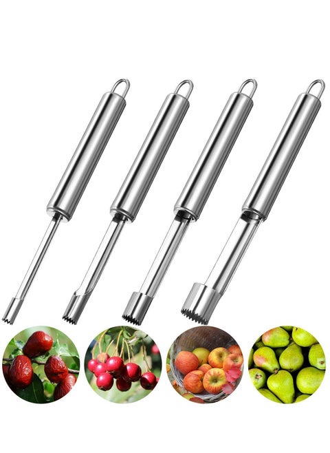 Corer, Lever Tool by Stainless Multi-Function Fruit Corer and Pitter Remover Set with Serrated Blade Pear 4 Sizes for Home Kitchen, Pear, Cherry, Jujube Red Date Pieces